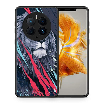 Θήκη Huawei Mate 50 Pro PopArt Lion Designer από τη Smartfits με σχέδιο στο πίσω μέρος και μαύρο περίβλημα | Huawei Mate 50 Pro PopArt Lion Designer Case with Colorful Back and Black Bezels