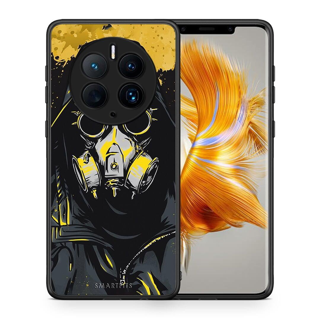 Θήκη Huawei Mate 50 Pro PopArt Mask από τη Smartfits με σχέδιο στο πίσω μέρος και μαύρο περίβλημα | Huawei Mate 50 Pro PopArt Mask Case with Colorful Back and Black Bezels