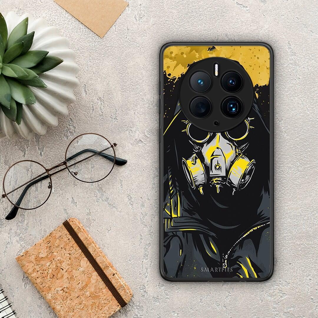 Θήκη Huawei Mate 50 Pro PopArt Mask από τη Smartfits με σχέδιο στο πίσω μέρος και μαύρο περίβλημα | Huawei Mate 50 Pro PopArt Mask Case with Colorful Back and Black Bezels