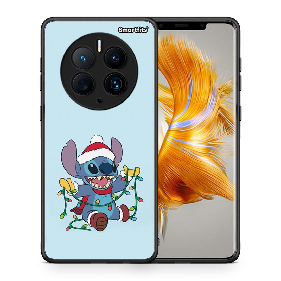 Θήκη Huawei Mate 50 Pro Santa Stich από τη Smartfits με σχέδιο στο πίσω μέρος και μαύρο περίβλημα | Huawei Mate 50 Pro Santa Stich Case with Colorful Back and Black Bezels