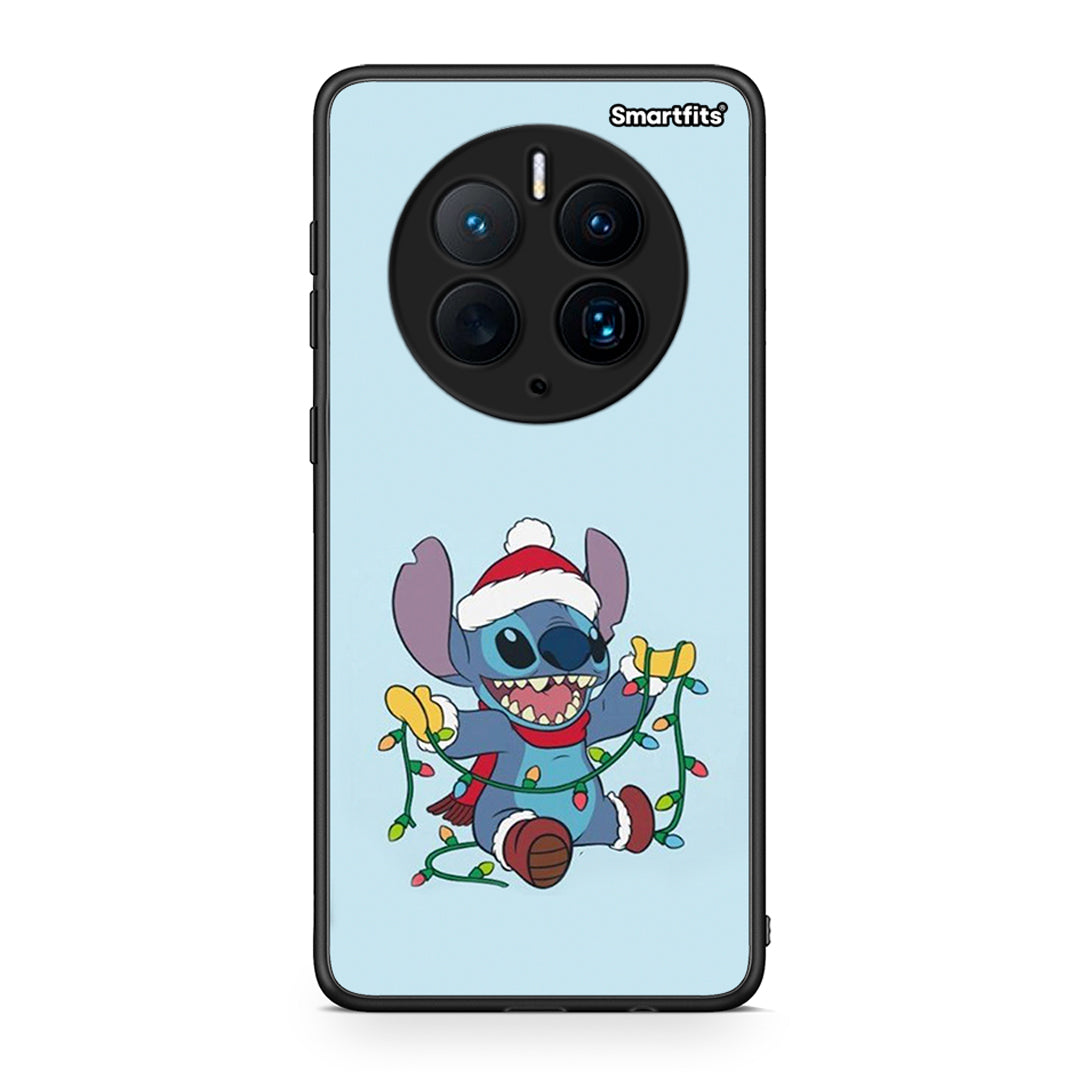 Θήκη Huawei Mate 50 Pro Santa Stich από τη Smartfits με σχέδιο στο πίσω μέρος και μαύρο περίβλημα | Huawei Mate 50 Pro Santa Stich Case with Colorful Back and Black Bezels
