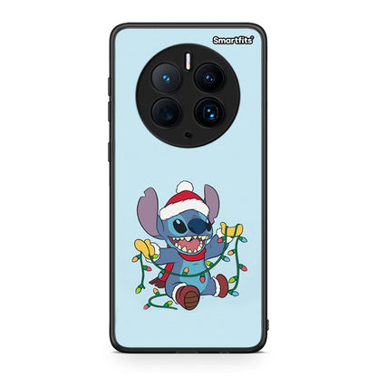 Θήκη Huawei Mate 50 Pro Santa Stich από τη Smartfits με σχέδιο στο πίσω μέρος και μαύρο περίβλημα | Huawei Mate 50 Pro Santa Stich Case with Colorful Back and Black Bezels