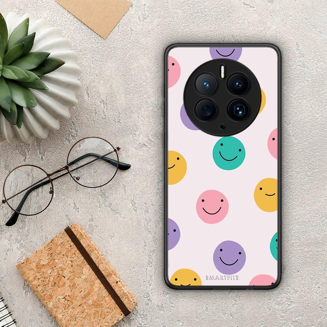 Θήκη Huawei Mate 50 Pro Smiley Faces από τη Smartfits με σχέδιο στο πίσω μέρος και μαύρο περίβλημα | Huawei Mate 50 Pro Smiley Faces Case with Colorful Back and Black Bezels