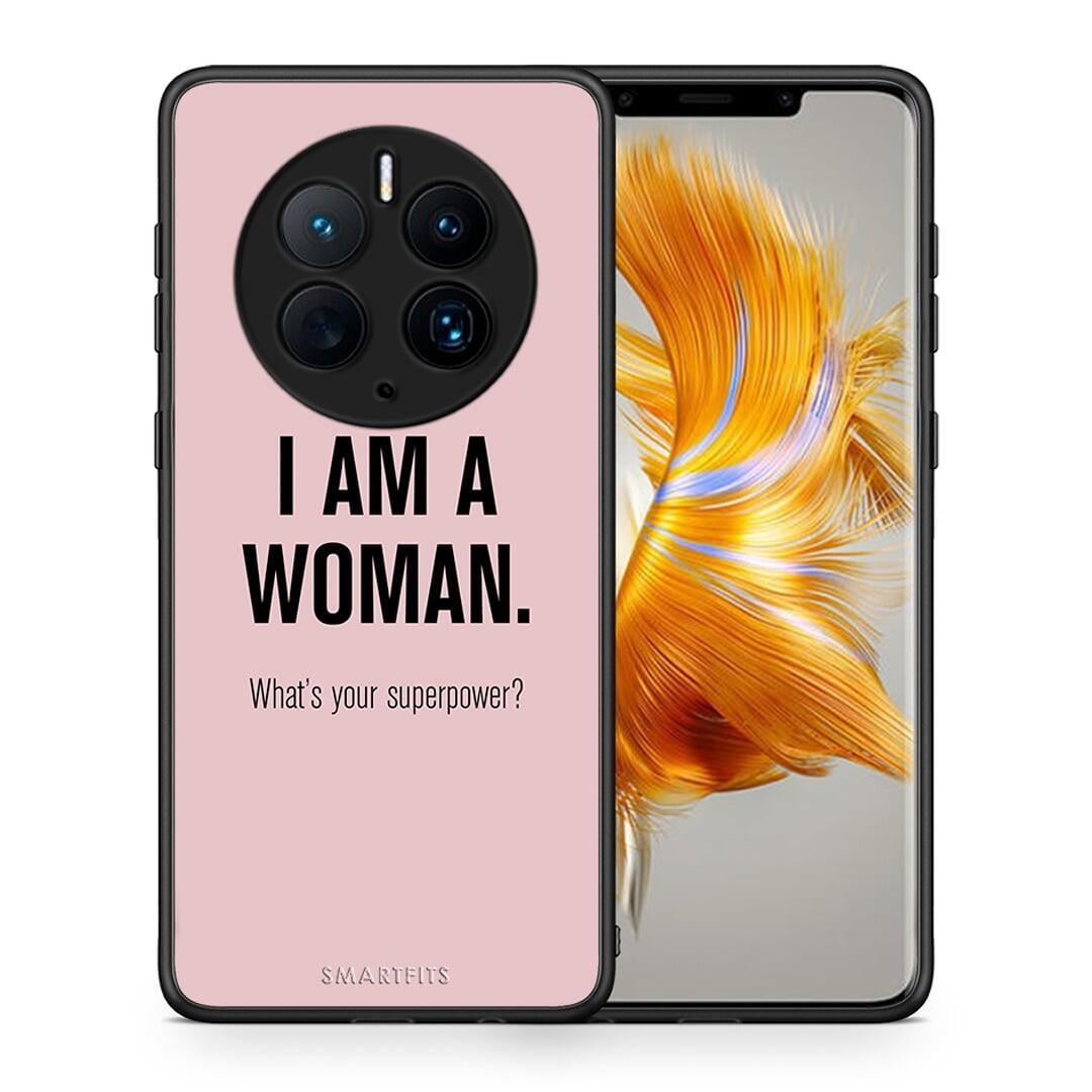 Θήκη Huawei Mate 50 Pro Superpower Woman από τη Smartfits με σχέδιο στο πίσω μέρος και μαύρο περίβλημα | Huawei Mate 50 Pro Superpower Woman Case with Colorful Back and Black Bezels