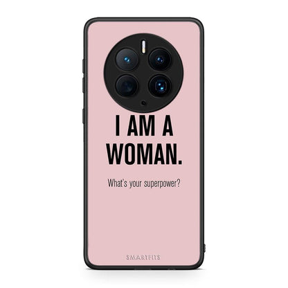 Θήκη Huawei Mate 50 Pro Superpower Woman από τη Smartfits με σχέδιο στο πίσω μέρος και μαύρο περίβλημα | Huawei Mate 50 Pro Superpower Woman Case with Colorful Back and Black Bezels