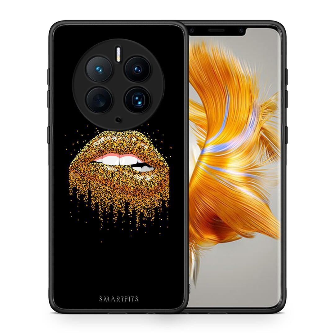 Θήκη Huawei Mate 50 Pro Valentine Golden από τη Smartfits με σχέδιο στο πίσω μέρος και μαύρο περίβλημα | Huawei Mate 50 Pro Valentine Golden Case with Colorful Back and Black Bezels