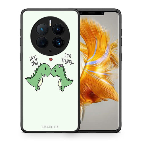 Θήκη Huawei Mate 50 Pro Valentine Rex από τη Smartfits με σχέδιο στο πίσω μέρος και μαύρο περίβλημα | Huawei Mate 50 Pro Valentine Rex Case with Colorful Back and Black Bezels