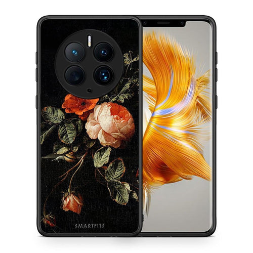 Θήκη Huawei Mate 50 Pro Vintage Roses από τη Smartfits με σχέδιο στο πίσω μέρος και μαύρο περίβλημα | Huawei Mate 50 Pro Vintage Roses Case with Colorful Back and Black Bezels