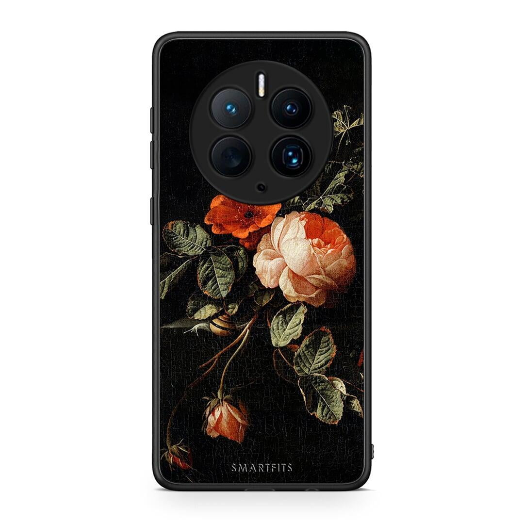 Θήκη Huawei Mate 50 Pro Vintage Roses από τη Smartfits με σχέδιο στο πίσω μέρος και μαύρο περίβλημα | Huawei Mate 50 Pro Vintage Roses Case with Colorful Back and Black Bezels