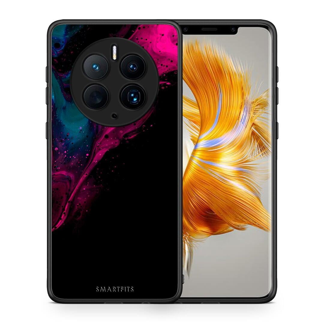 Θήκη Huawei Mate 50 Pro Watercolor Pink Black από τη Smartfits με σχέδιο στο πίσω μέρος και μαύρο περίβλημα | Huawei Mate 50 Pro Watercolor Pink Black Case with Colorful Back and Black Bezels