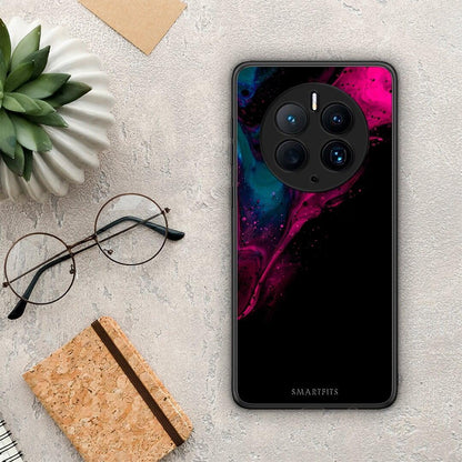 Θήκη Huawei Mate 50 Pro Watercolor Pink Black από τη Smartfits με σχέδιο στο πίσω μέρος και μαύρο περίβλημα | Huawei Mate 50 Pro Watercolor Pink Black Case with Colorful Back and Black Bezels