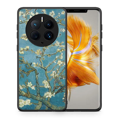 Θήκη Huawei Mate 50 Pro White Blossoms από τη Smartfits με σχέδιο στο πίσω μέρος και μαύρο περίβλημα | Huawei Mate 50 Pro White Blossoms Case with Colorful Back and Black Bezels