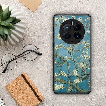 Θήκη Huawei Mate 50 Pro White Blossoms από τη Smartfits με σχέδιο στο πίσω μέρος και μαύρο περίβλημα | Huawei Mate 50 Pro White Blossoms Case with Colorful Back and Black Bezels