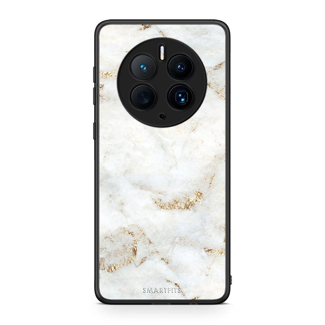 Θήκη Huawei Mate 50 Pro White Gold Marble από τη Smartfits με σχέδιο στο πίσω μέρος και μαύρο περίβλημα | Huawei Mate 50 Pro White Gold Marble Case with Colorful Back and Black Bezels