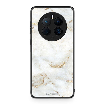 Θήκη Huawei Mate 50 Pro White Gold Marble από τη Smartfits με σχέδιο στο πίσω μέρος και μαύρο περίβλημα | Huawei Mate 50 Pro White Gold Marble Case with Colorful Back and Black Bezels