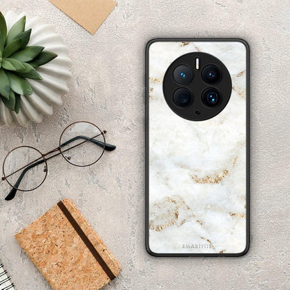 Θήκη Huawei Mate 50 Pro White Gold Marble από τη Smartfits με σχέδιο στο πίσω μέρος και μαύρο περίβλημα | Huawei Mate 50 Pro White Gold Marble Case with Colorful Back and Black Bezels