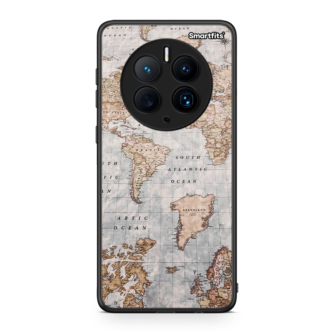 Θήκη Huawei Mate 50 Pro World Map από τη Smartfits με σχέδιο στο πίσω μέρος και μαύρο περίβλημα | Huawei Mate 50 Pro World Map Case with Colorful Back and Black Bezels