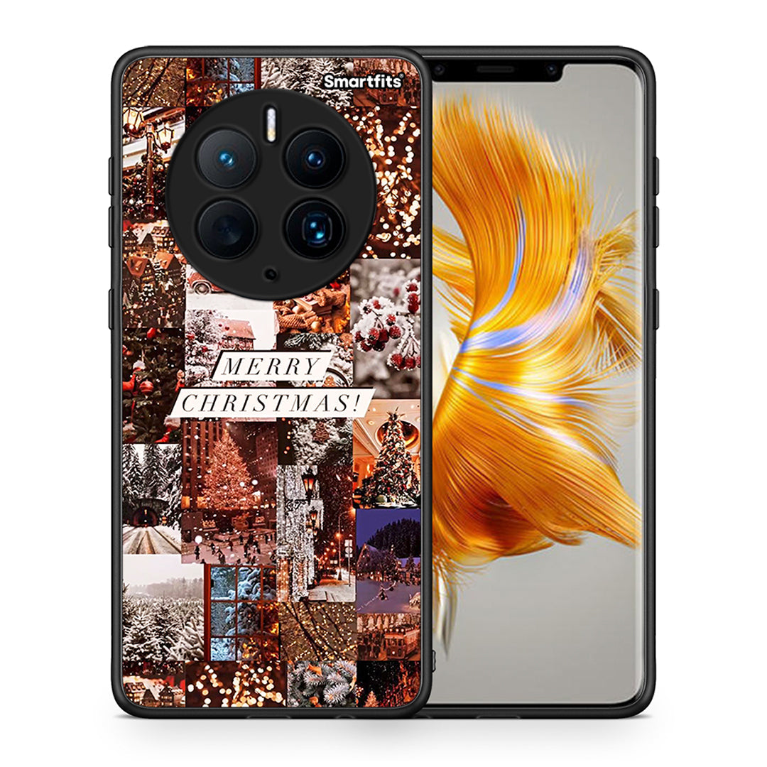 Θήκη Huawei Mate 50 Pro Xmas Collage από τη Smartfits με σχέδιο στο πίσω μέρος και μαύρο περίβλημα | Huawei Mate 50 Pro Xmas Collage Case with Colorful Back and Black Bezels