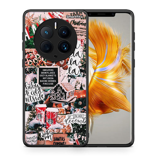 Θήκη Huawei Mate 50 Pro Xmas Habbits από τη Smartfits με σχέδιο στο πίσω μέρος και μαύρο περίβλημα | Huawei Mate 50 Pro Xmas Habbits Case with Colorful Back and Black Bezels
