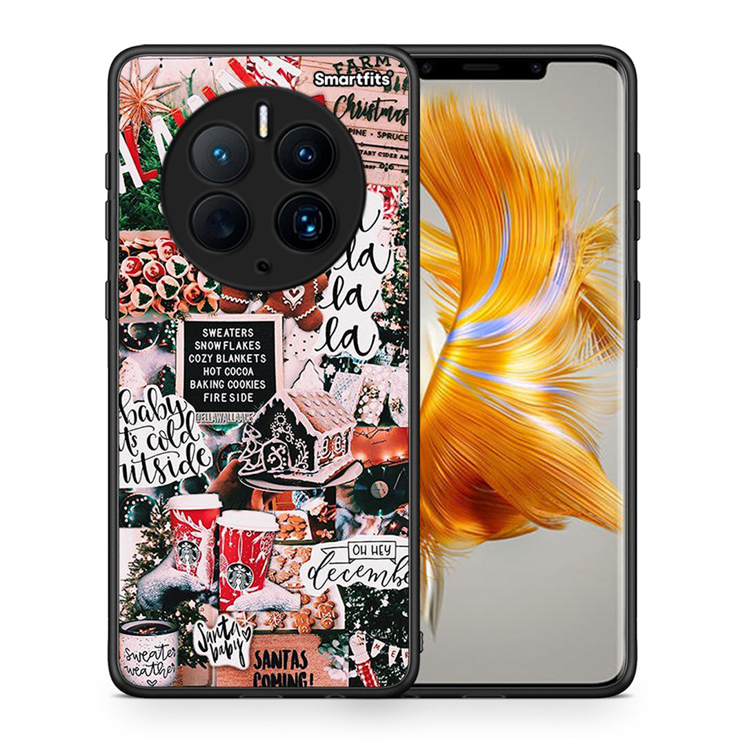 Θήκη Huawei Mate 50 Pro Xmas Habbits από τη Smartfits με σχέδιο στο πίσω μέρος και μαύρο περίβλημα | Huawei Mate 50 Pro Xmas Habbits Case with Colorful Back and Black Bezels