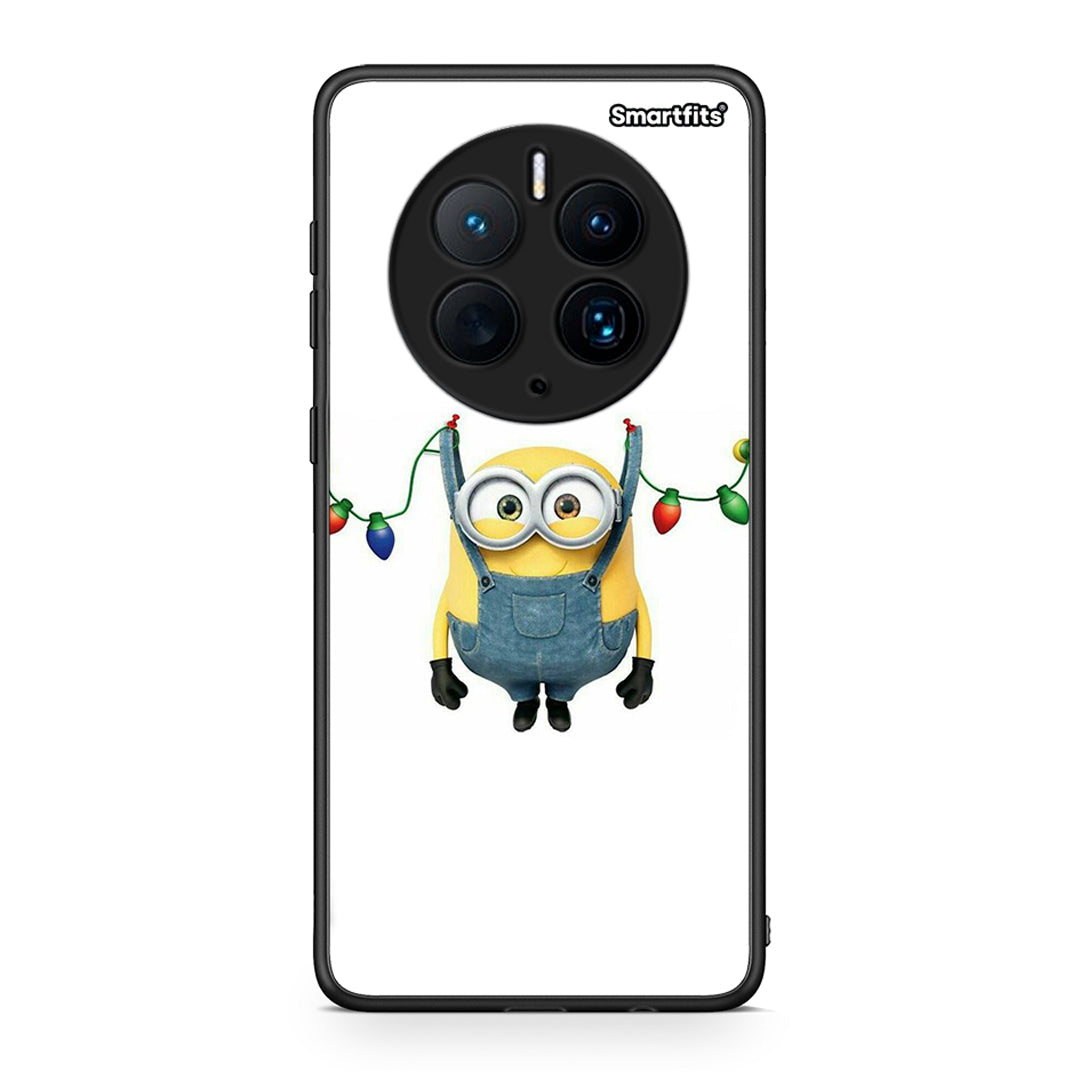 Θήκη Huawei Mate 50 Pro Xmas Minion Lights από τη Smartfits με σχέδιο στο πίσω μέρος και μαύρο περίβλημα | Huawei Mate 50 Pro Xmas Minion Lights Case with Colorful Back and Black Bezels