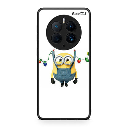 Θήκη Huawei Mate 50 Pro Xmas Minion Lights από τη Smartfits με σχέδιο στο πίσω μέρος και μαύρο περίβλημα | Huawei Mate 50 Pro Xmas Minion Lights Case with Colorful Back and Black Bezels