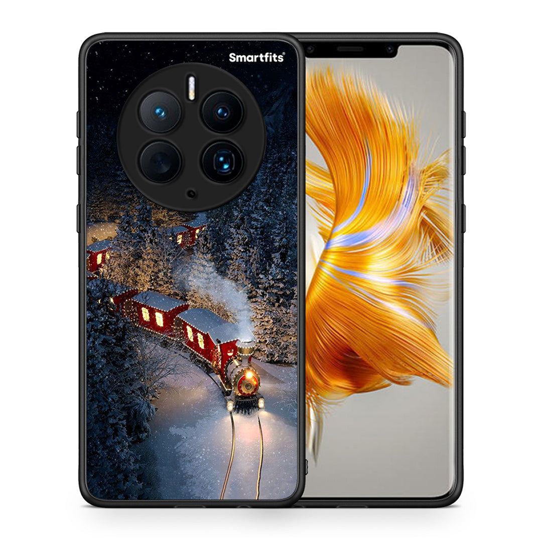 Θήκη Huawei Mate 50 Pro Xmas Train από τη Smartfits με σχέδιο στο πίσω μέρος και μαύρο περίβλημα | Huawei Mate 50 Pro Xmas Train Case with Colorful Back and Black Bezels