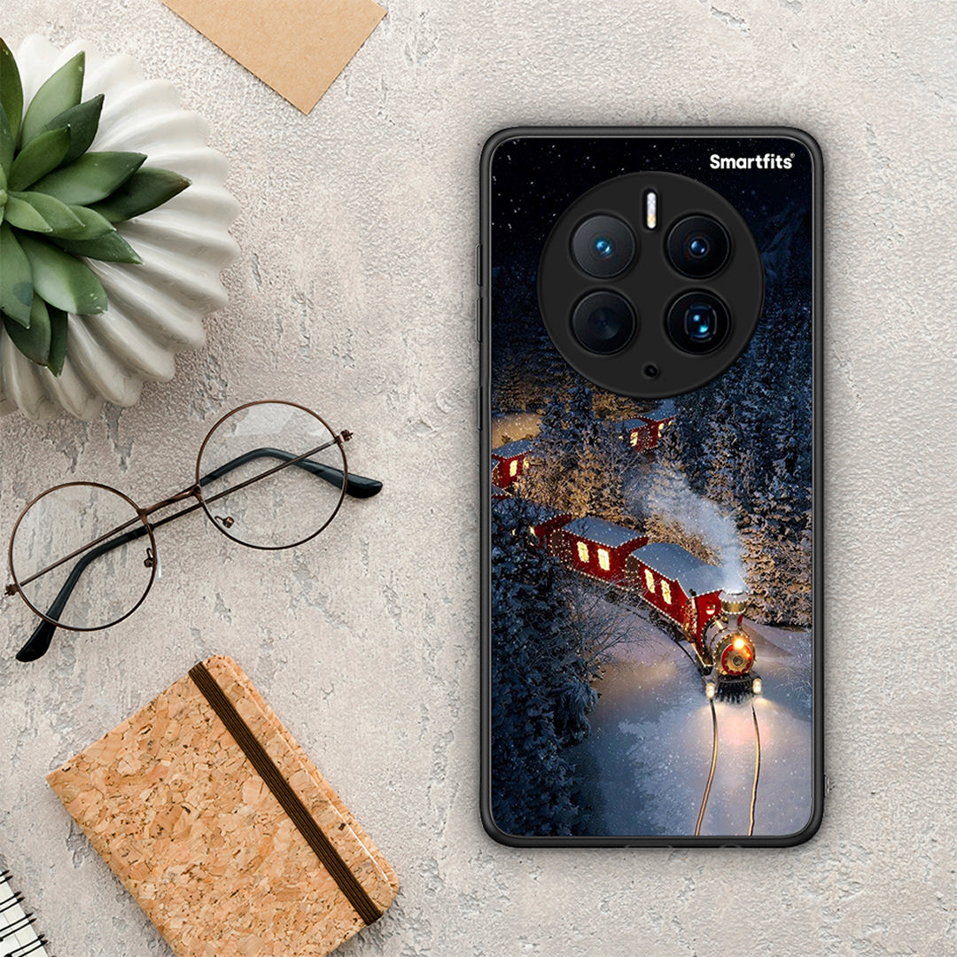 Θήκη Huawei Mate 50 Pro Xmas Train από τη Smartfits με σχέδιο στο πίσω μέρος και μαύρο περίβλημα | Huawei Mate 50 Pro Xmas Train Case with Colorful Back and Black Bezels