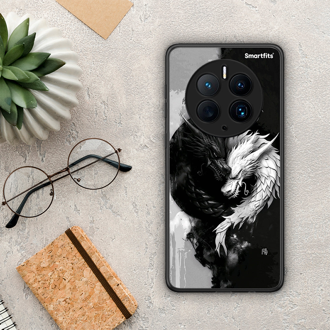 Θήκη Huawei Mate 50 Pro Yin Yang από τη Smartfits με σχέδιο στο πίσω μέρος και μαύρο περίβλημα | Huawei Mate 50 Pro Yin Yang Case with Colorful Back and Black Bezels