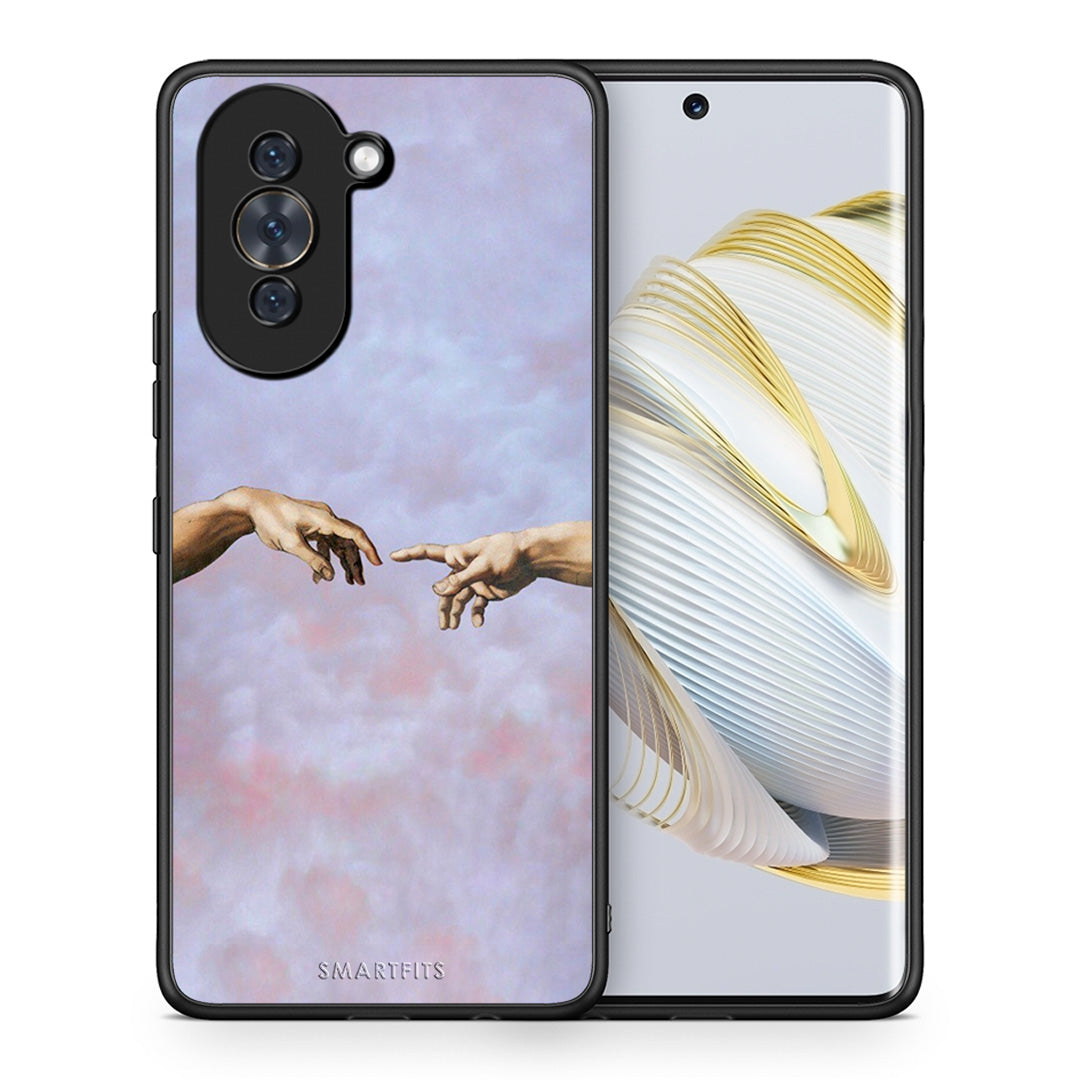 Θήκη Huawei Nova 10 Adam Hand από τη Smartfits με σχέδιο στο πίσω μέρος και μαύρο περίβλημα | Huawei Nova 10 Adam Hand case with colorful back and black bezels