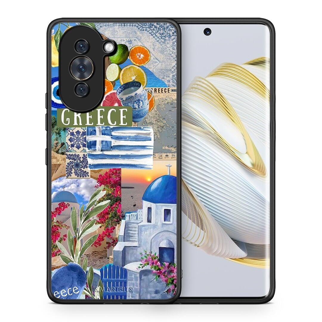Θήκη Huawei Nova 10 All Greek από τη Smartfits με σχέδιο στο πίσω μέρος και μαύρο περίβλημα | Huawei Nova 10 All Greek case with colorful back and black bezels