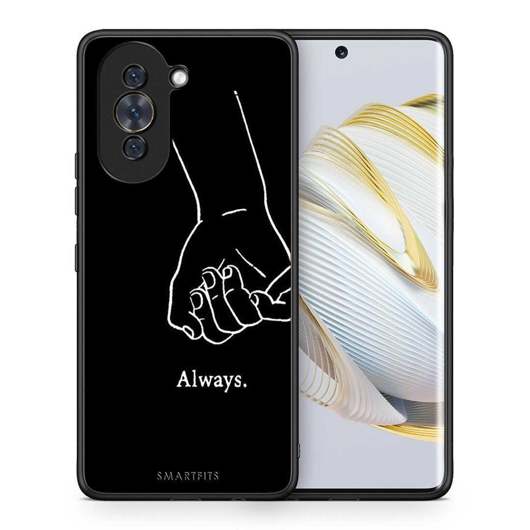 Θήκη Αγίου Βαλεντίνου Huawei Nova 10 Always & Forever 2 από τη Smartfits με σχέδιο στο πίσω μέρος και μαύρο περίβλημα | Huawei Nova 10 Always & Forever 2 case with colorful back and black bezels
