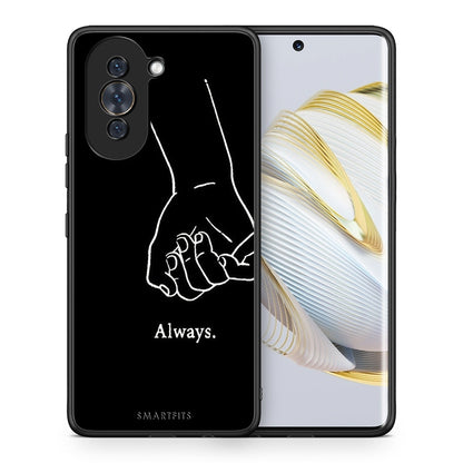 Θήκη Αγίου Βαλεντίνου Huawei Nova 10 Always & Forever 2 από τη Smartfits με σχέδιο στο πίσω μέρος και μαύρο περίβλημα | Huawei Nova 10 Always & Forever 2 case with colorful back and black bezels