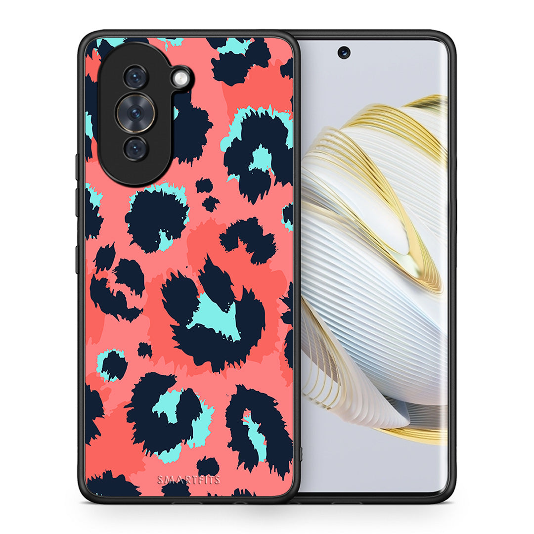 Θήκη Huawei Nova 10 Pink Leopard Animal από τη Smartfits με σχέδιο στο πίσω μέρος και μαύρο περίβλημα | Huawei Nova 10 Pink Leopard Animal case with colorful back and black bezels