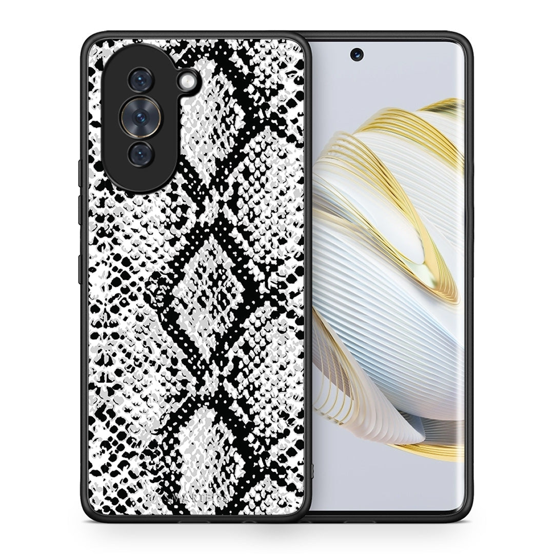 Θήκη Huawei Nova 10 White Snake Animal από τη Smartfits με σχέδιο στο πίσω μέρος και μαύρο περίβλημα | Huawei Nova 10 White Snake Animal case with colorful back and black bezels