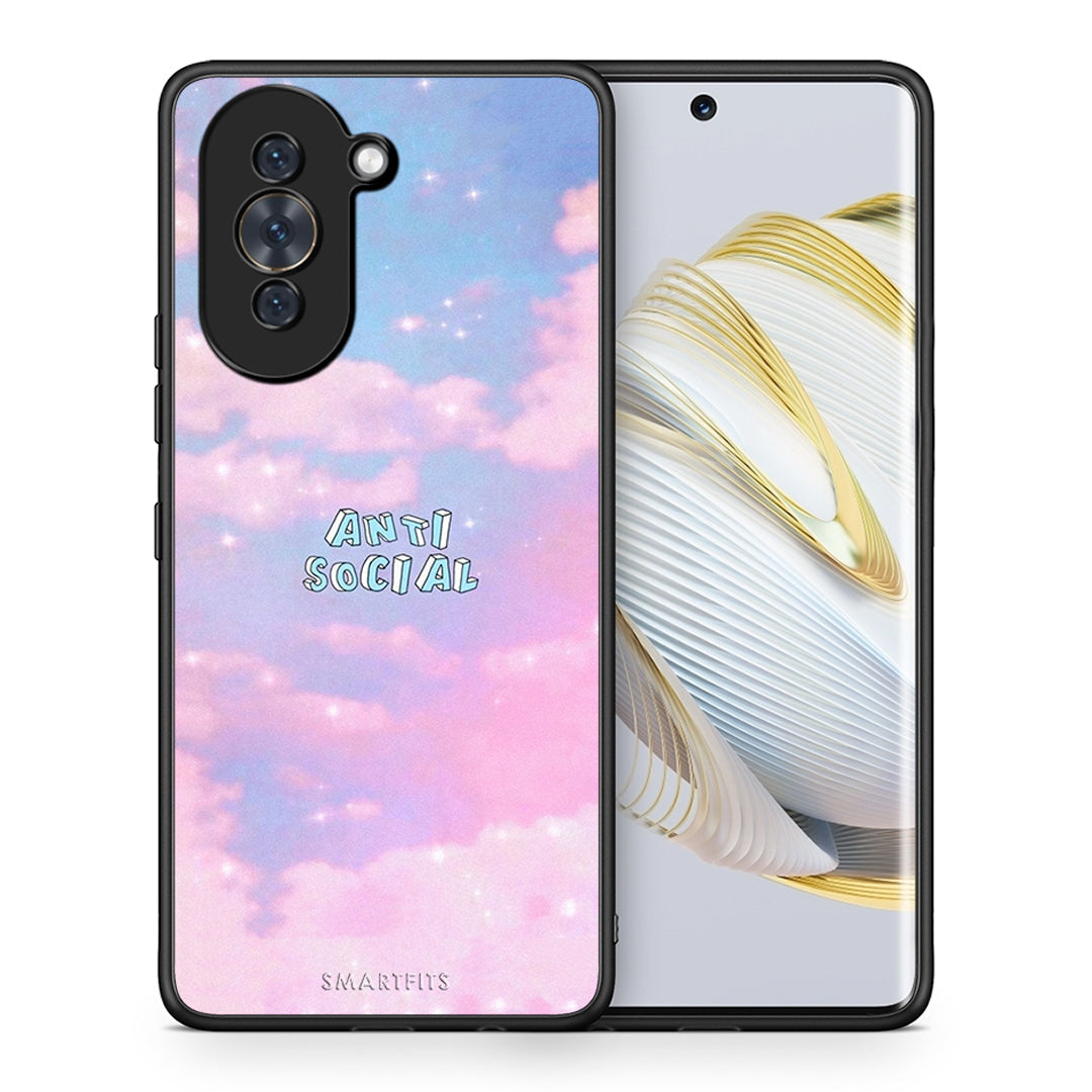 Θήκη Αγίου Βαλεντίνου Huawei Nova 10 Anti Social από τη Smartfits με σχέδιο στο πίσω μέρος και μαύρο περίβλημα | Huawei Nova 10 Anti Social case with colorful back and black bezels