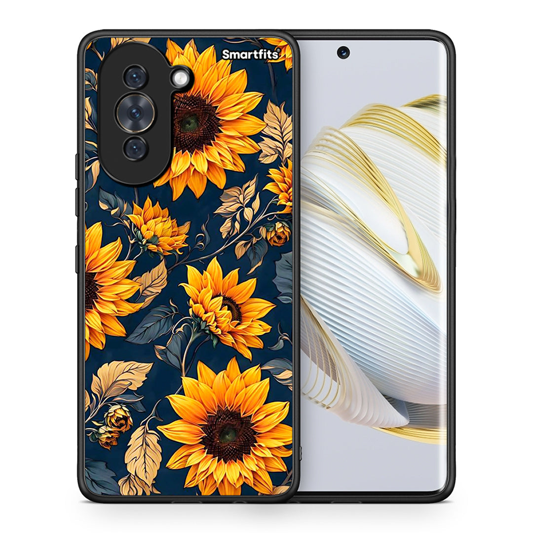 Θήκη Huawei Nova 10 Autumn Sunflowers από τη Smartfits με σχέδιο στο πίσω μέρος και μαύρο περίβλημα | Huawei Nova 10 Autumn Sunflowers case with colorful back and black bezels