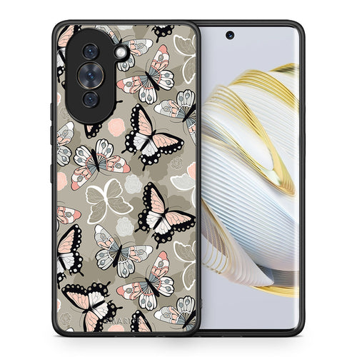 Θήκη Huawei Nova 10 Butterflies Boho από τη Smartfits με σχέδιο στο πίσω μέρος και μαύρο περίβλημα | Huawei Nova 10 Butterflies Boho case with colorful back and black bezels