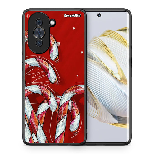 Θήκη Huawei Nova 10 Candy Cane από τη Smartfits με σχέδιο στο πίσω μέρος και μαύρο περίβλημα | Huawei Nova 10 Candy Cane case with colorful back and black bezels