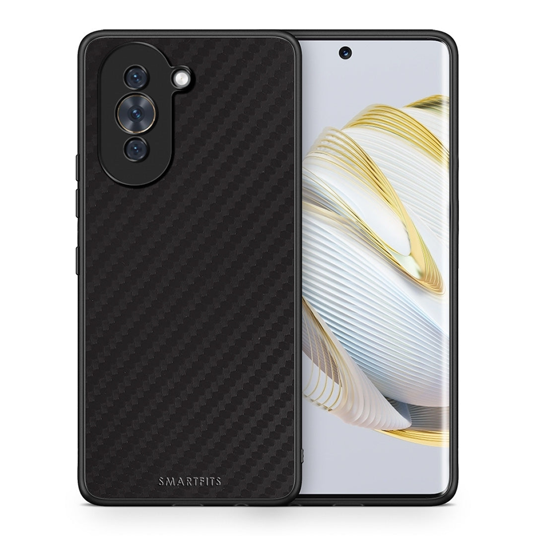 Θήκη Huawei Nova 10 Black Carbon από τη Smartfits με σχέδιο στο πίσω μέρος και μαύρο περίβλημα | Huawei Nova 10 Black Carbon case with colorful back and black bezels