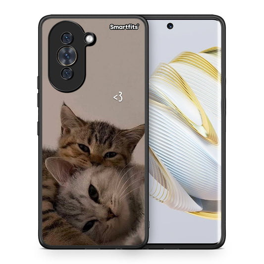 Θήκη Huawei Nova 10 Cats In Love από τη Smartfits με σχέδιο στο πίσω μέρος και μαύρο περίβλημα | Huawei Nova 10 Cats In Love case with colorful back and black bezels