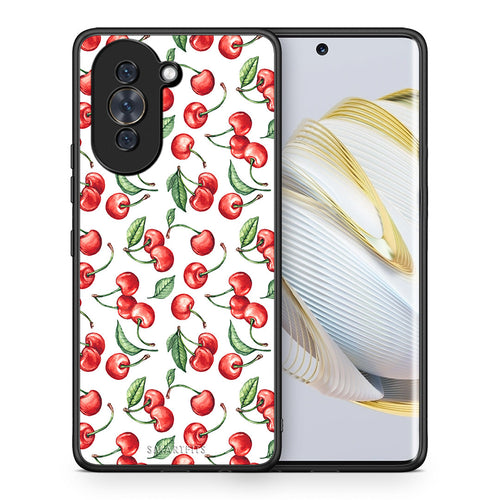 Θήκη Huawei Nova 10 Cherry Summer από τη Smartfits με σχέδιο στο πίσω μέρος και μαύρο περίβλημα | Huawei Nova 10 Cherry Summer case with colorful back and black bezels