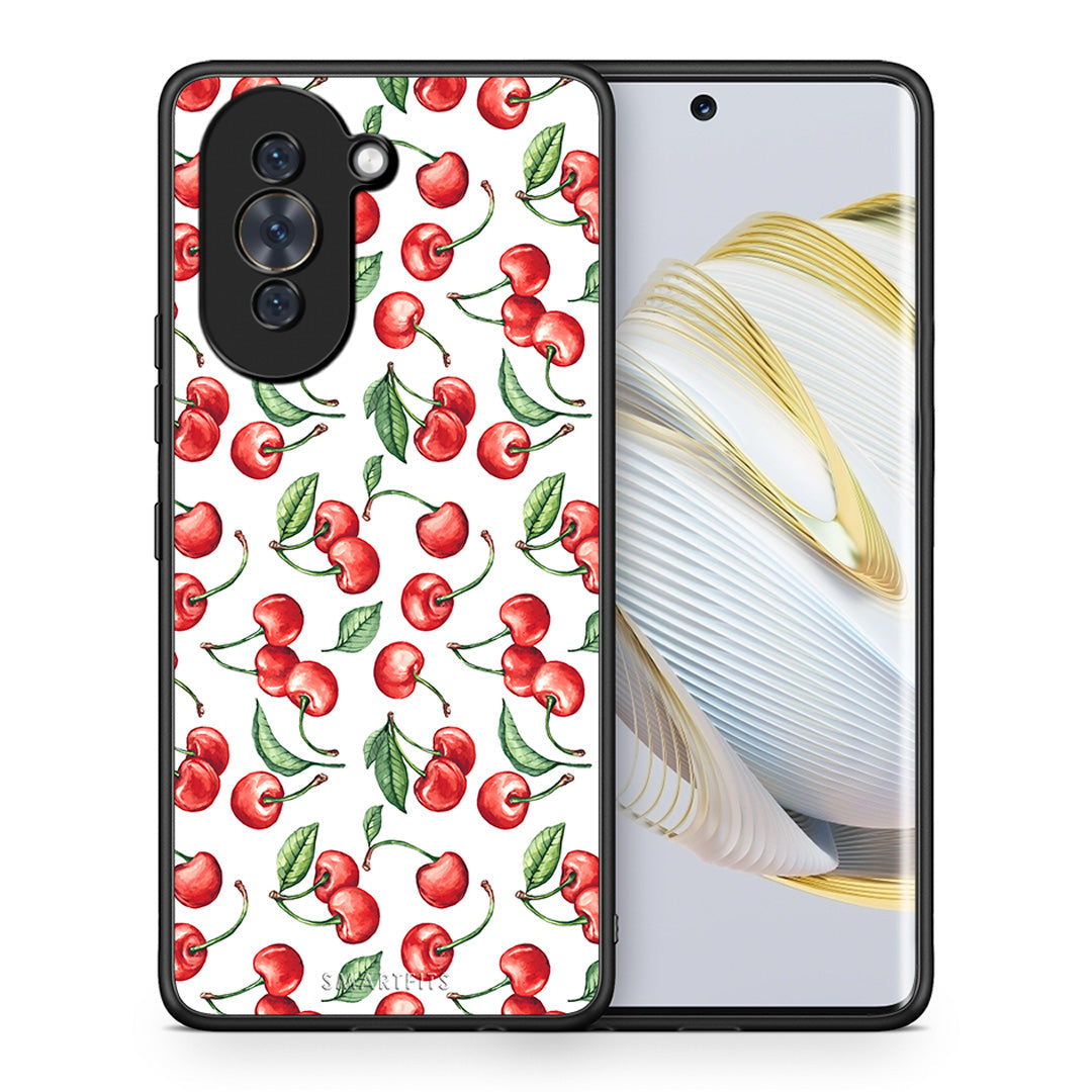 Θήκη Huawei Nova 10 Cherry Summer από τη Smartfits με σχέδιο στο πίσω μέρος και μαύρο περίβλημα | Huawei Nova 10 Cherry Summer case with colorful back and black bezels