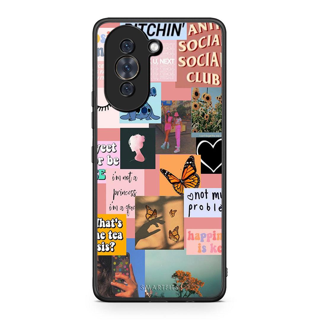 Huawei Nova 10 Collage Bitchin Θήκη Αγίου Βαλεντίνου από τη Smartfits με σχέδιο στο πίσω μέρος και μαύρο περίβλημα | Smartphone case with colorful back and black bezels by Smartfits