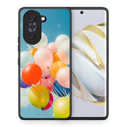 Θήκη Huawei Nova 10 Colorful Balloons από τη Smartfits με σχέδιο στο πίσω μέρος και μαύρο περίβλημα | Huawei Nova 10 Colorful Balloons case with colorful back and black bezels