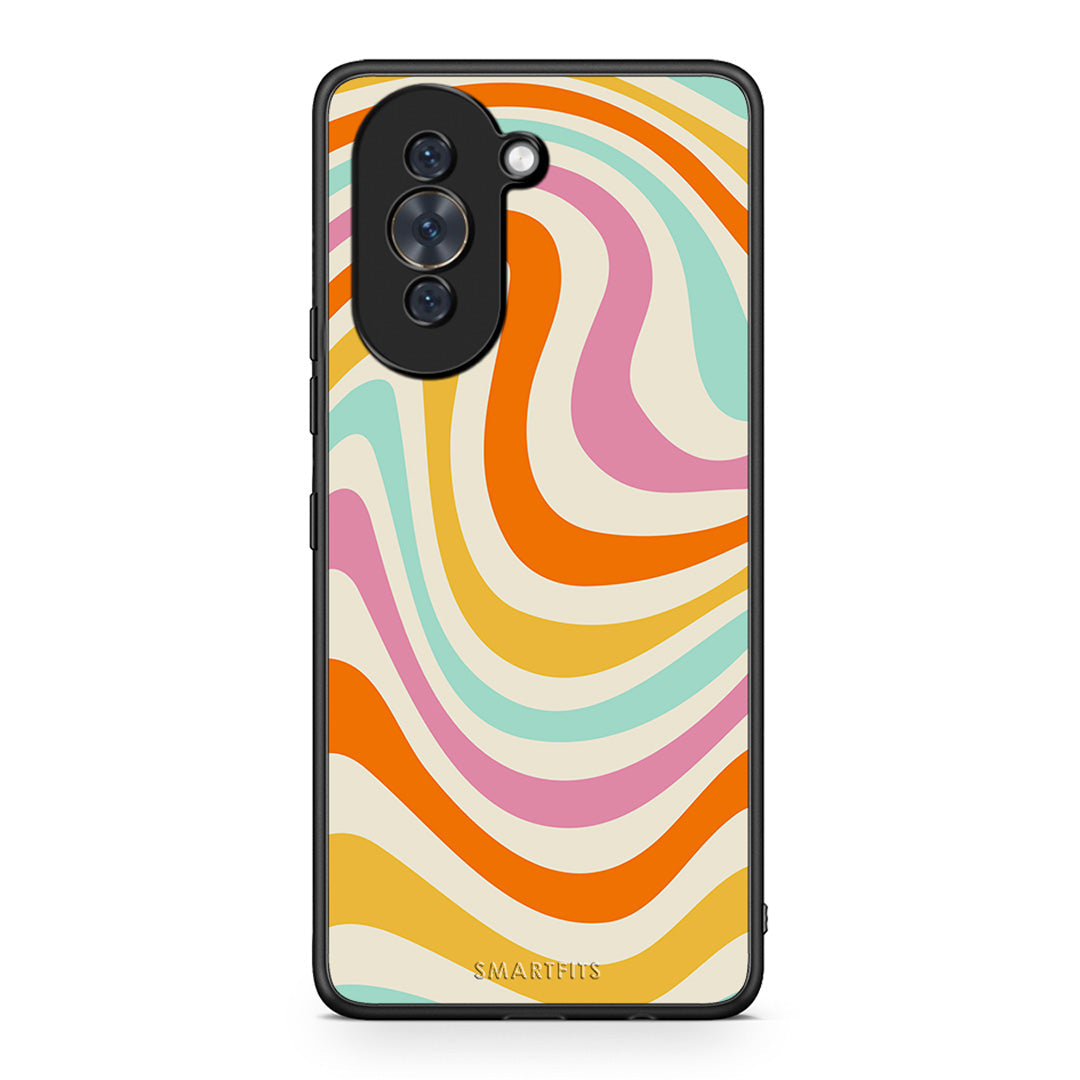Huawei Nova 10 Colourful Waves θήκη από τη Smartfits με σχέδιο στο πίσω μέρος και μαύρο περίβλημα | Smartphone case with colorful back and black bezels by Smartfits