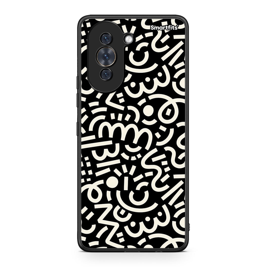 Huawei Nova 10 Doodle Art θήκη από τη Smartfits με σχέδιο στο πίσω μέρος και μαύρο περίβλημα | Smartphone case with colorful back and black bezels by Smartfits