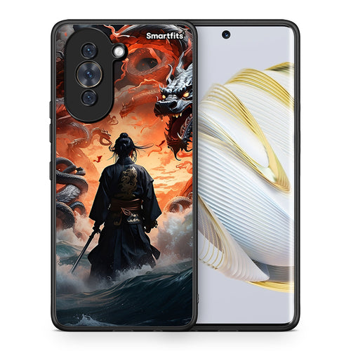 Θήκη Huawei Nova 10 Dragons Fight από τη Smartfits με σχέδιο στο πίσω μέρος και μαύρο περίβλημα | Huawei Nova 10 Dragons Fight case with colorful back and black bezels