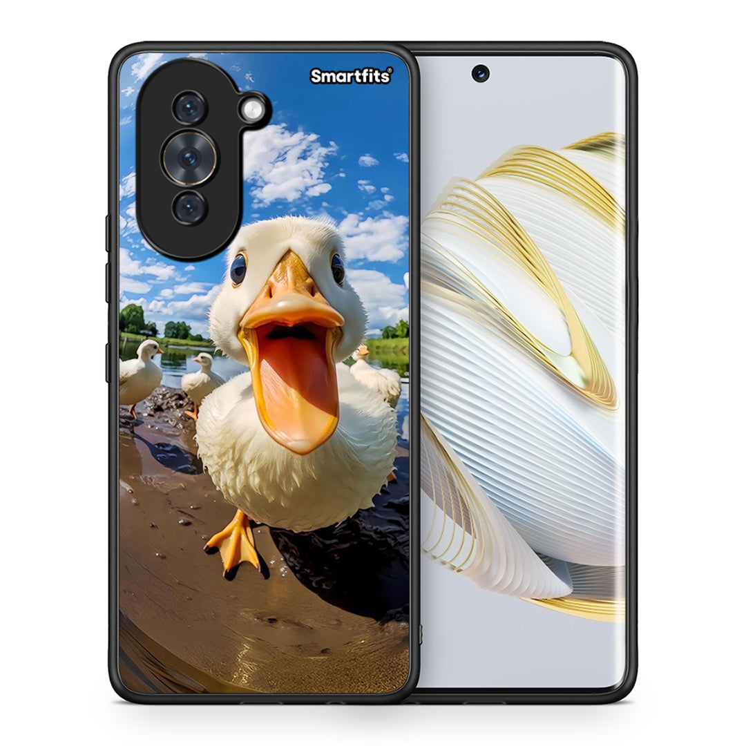 Θήκη Huawei Nova 10 Duck Face από τη Smartfits με σχέδιο στο πίσω μέρος και μαύρο περίβλημα | Huawei Nova 10 Duck Face case with colorful back and black bezels