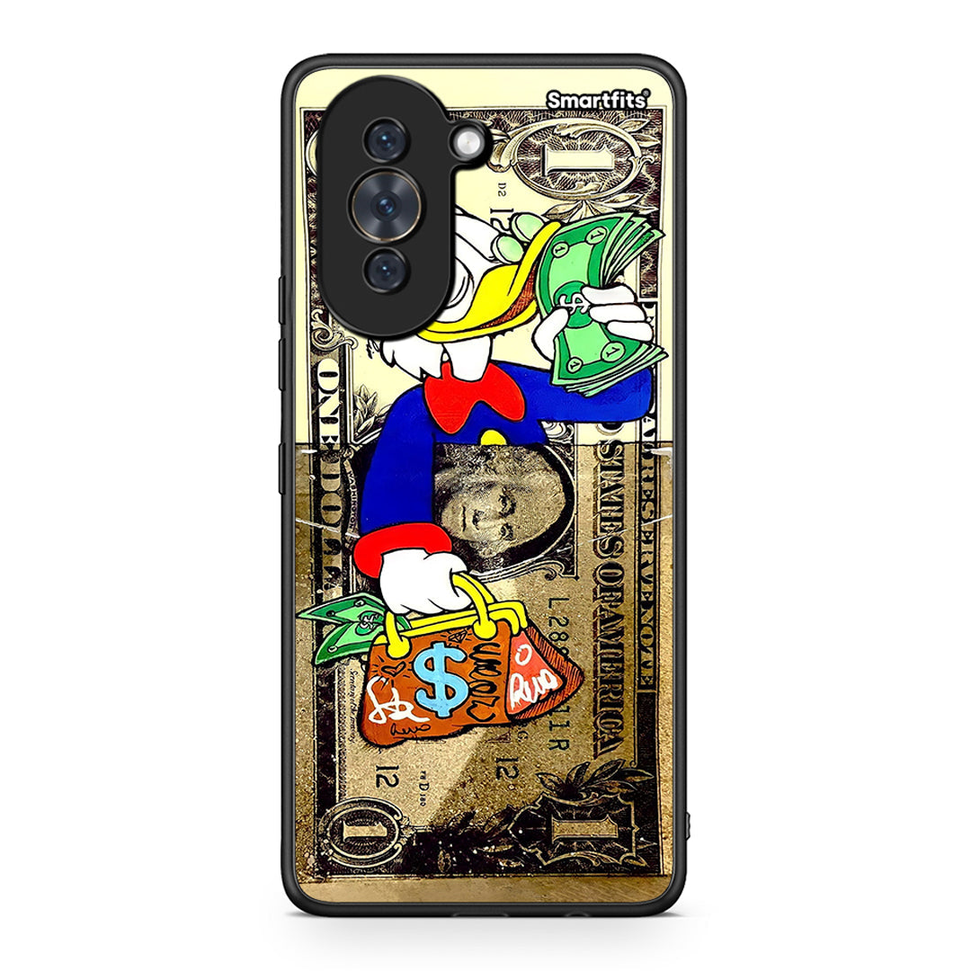 Huawei Nova 10 Duck Money θήκη από τη Smartfits με σχέδιο στο πίσω μέρος και μαύρο περίβλημα | Smartphone case with colorful back and black bezels by Smartfits